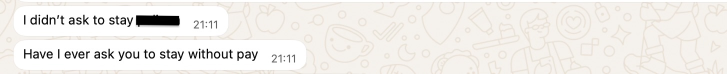 WhatsApp reply screenshot